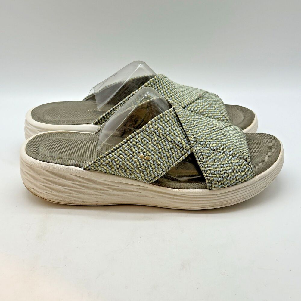 Ryka Nadine Stretch Cross Slide Demi Wedges Women's 9.5 Wide Fresh Lime Green